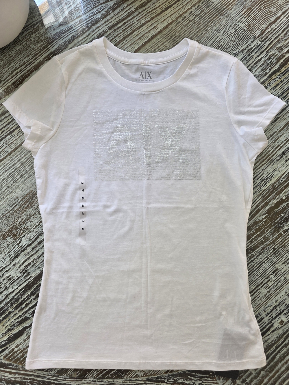 Armani Exchange White Short Sleeve Logo Tee Size M